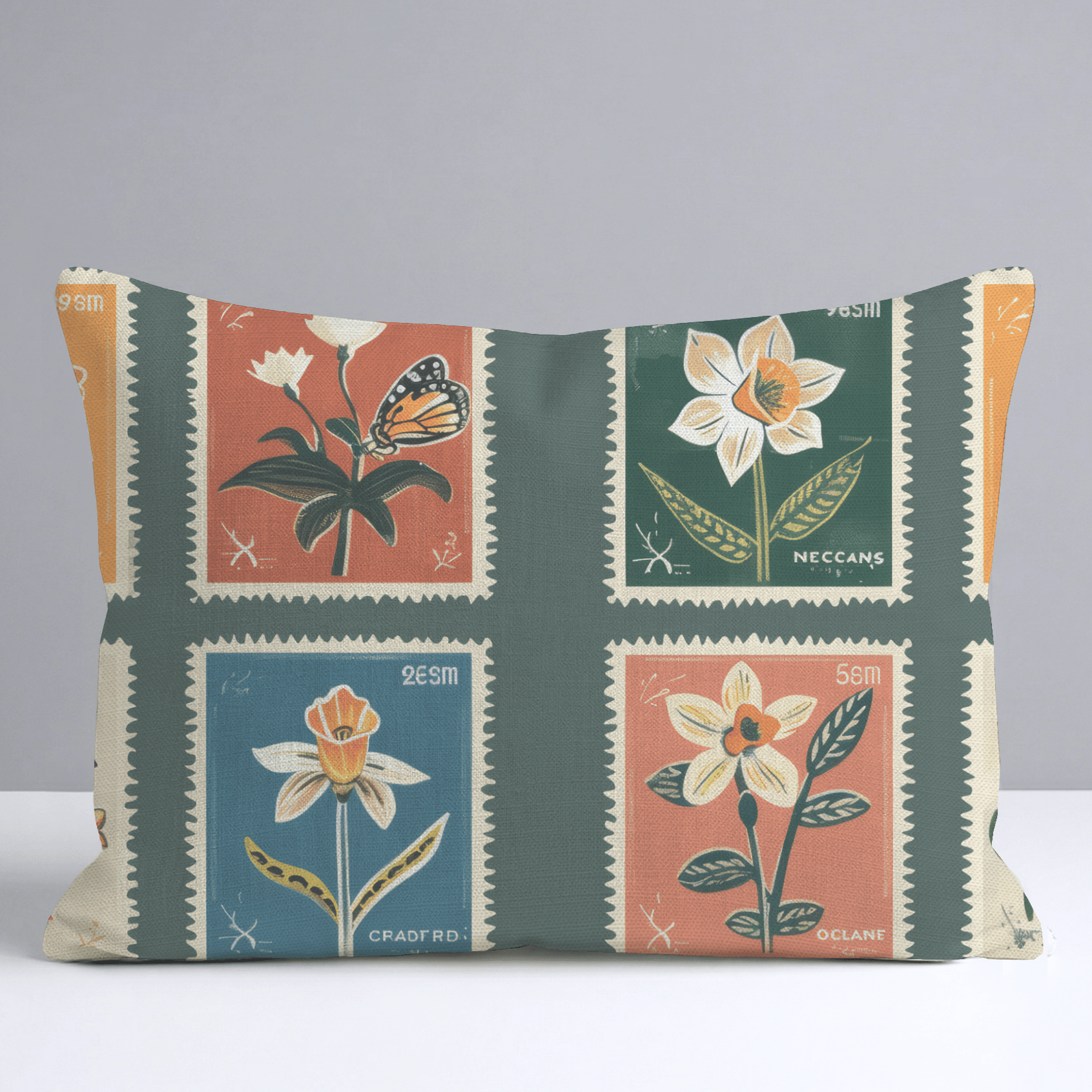 Penelope's Postage Throw Pillow - Lemon Park
