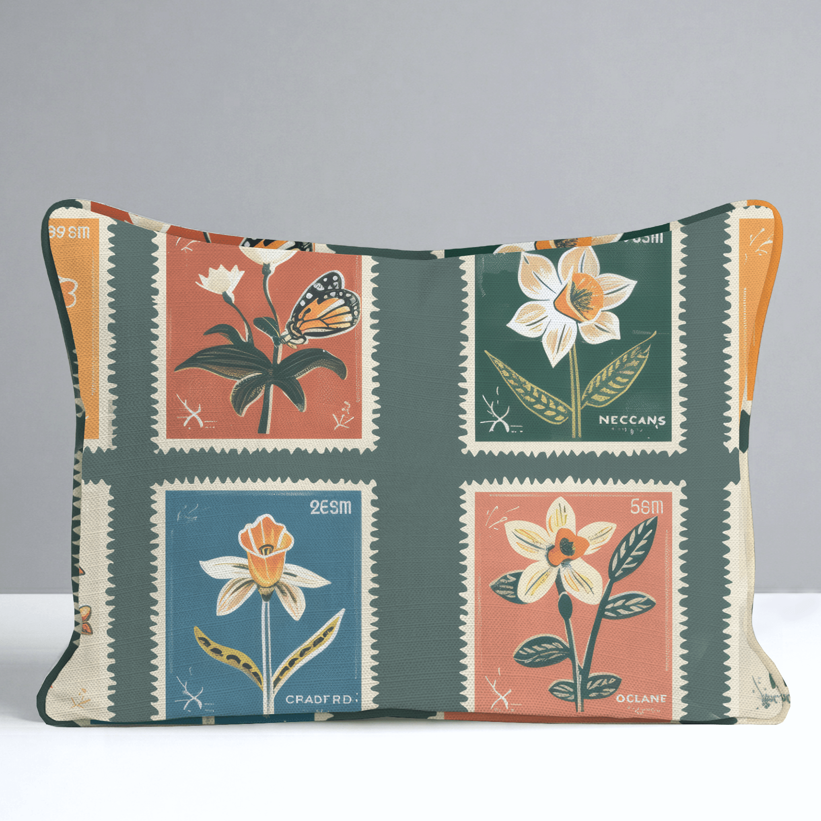 Penelope's Postage Throw Pillow - Lemon Park