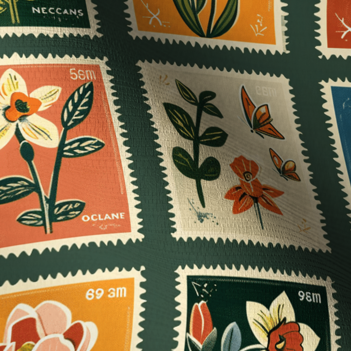Penelope's Postage Faux Grasscloth Wallpaper