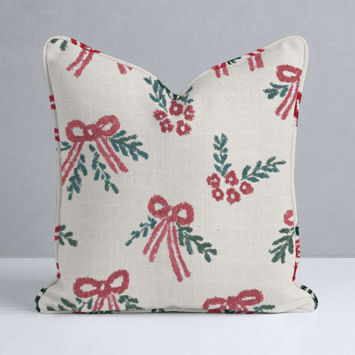 Peppermint Bows and Mistetoes Throw Pillow - Lemon Park