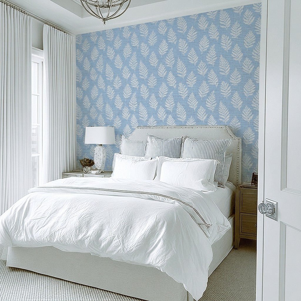 Periwinkle Branches Faux Grasscloth Wallpaper - Lemon Park