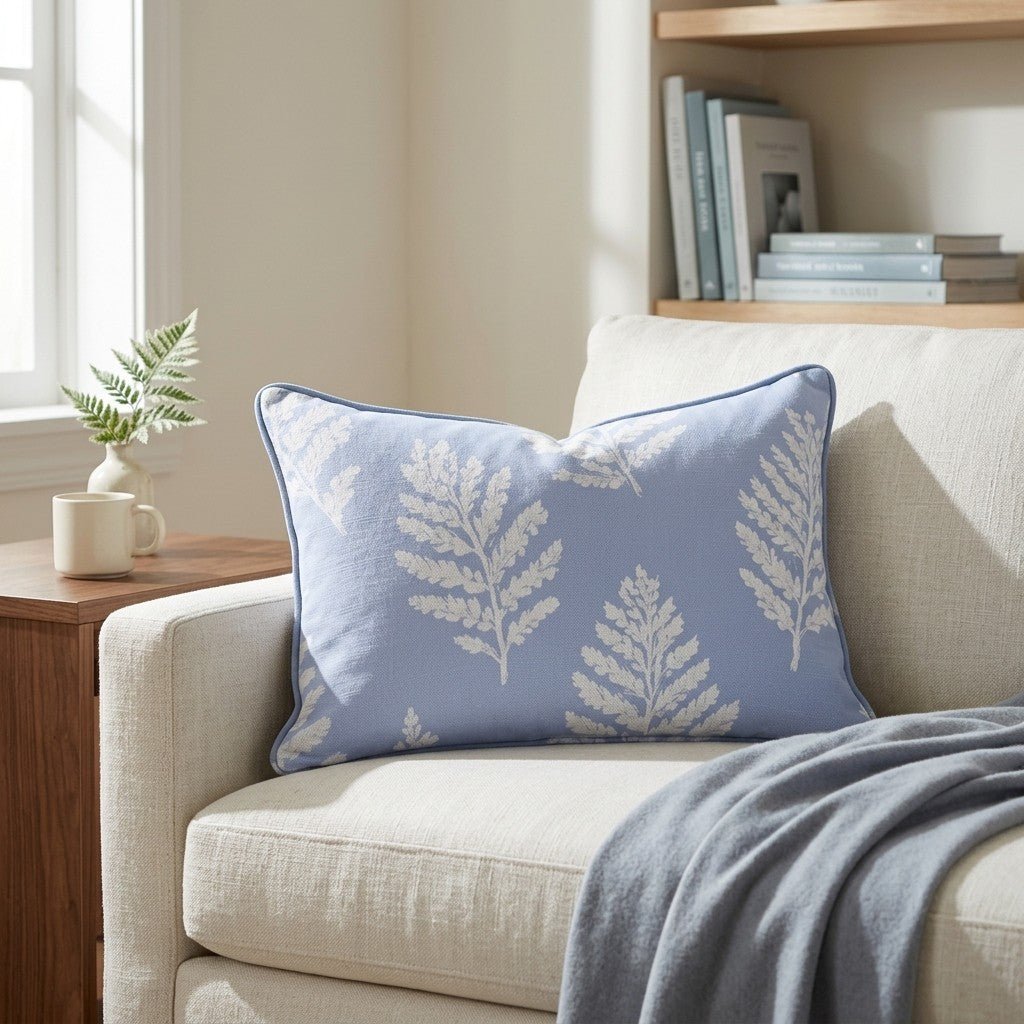 Periwinkle Branches Throw Pillow - Lemon Park
