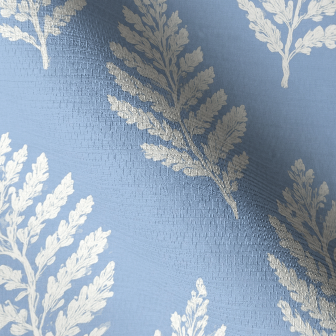 Periwinkle Branches Faux Grasscloth Wallpaper