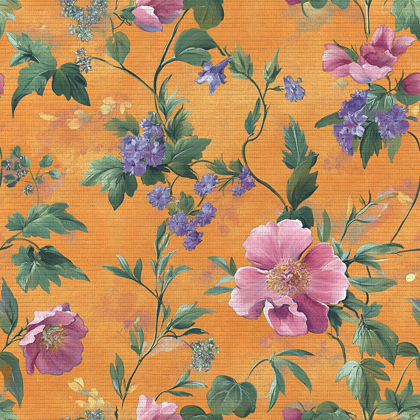 Petals & Persimmons Faux Grasscloth Wallpaper - Lemon Park