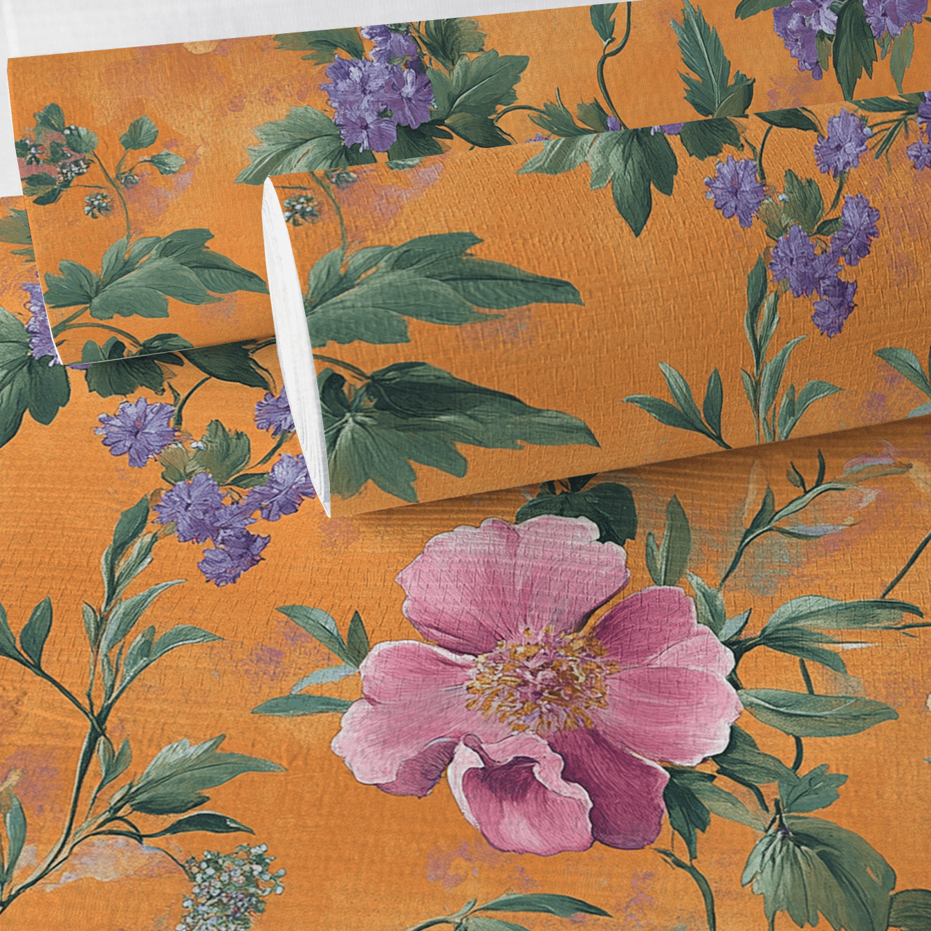 Petals & Persimmons Faux Grasscloth Wallpaper - Lemon Park