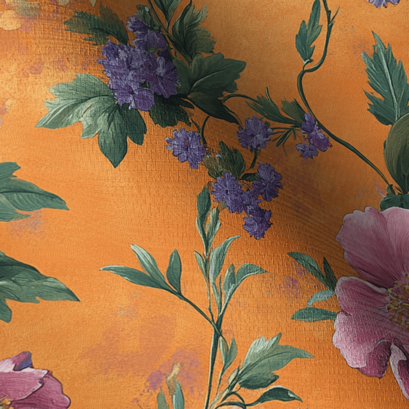 Petals & Persimmons Faux Grasscloth Wallpaper - Lemon Park