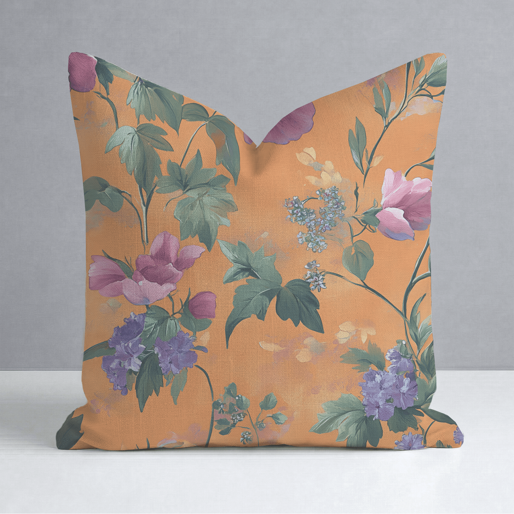 Petals & Persimmons Throw Pillow - Lemon Park