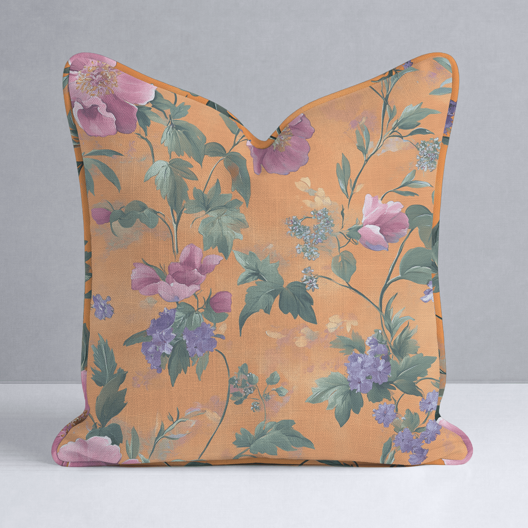Petals & Persimmons Throw Pillow - Lemon Park