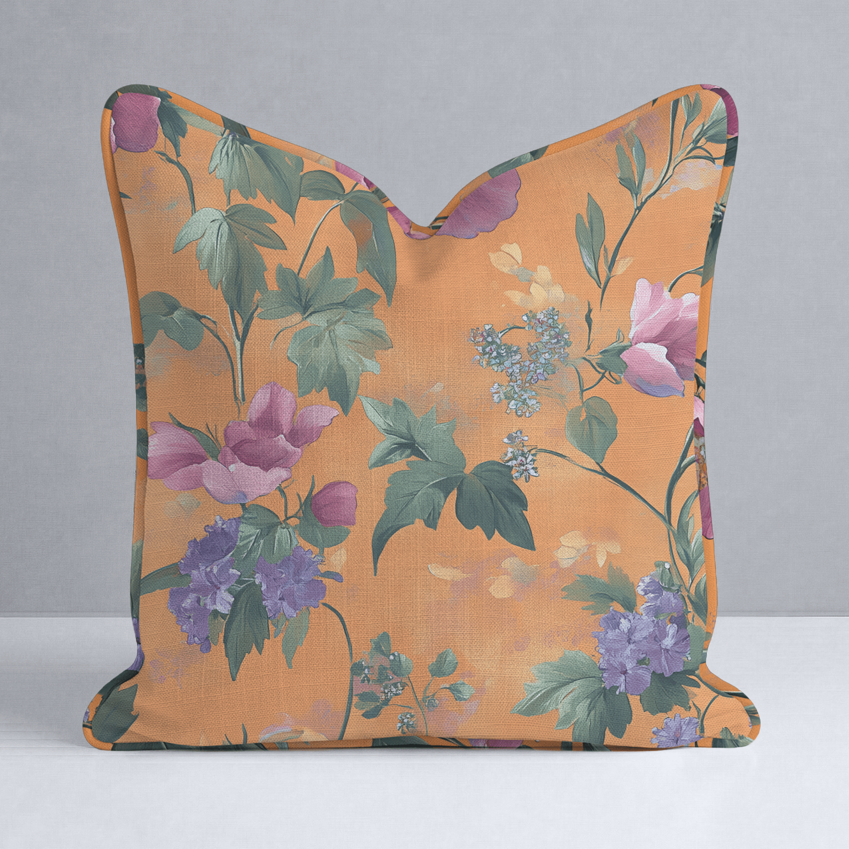Petals & Persimmons Throw Pillow - Lemon Park