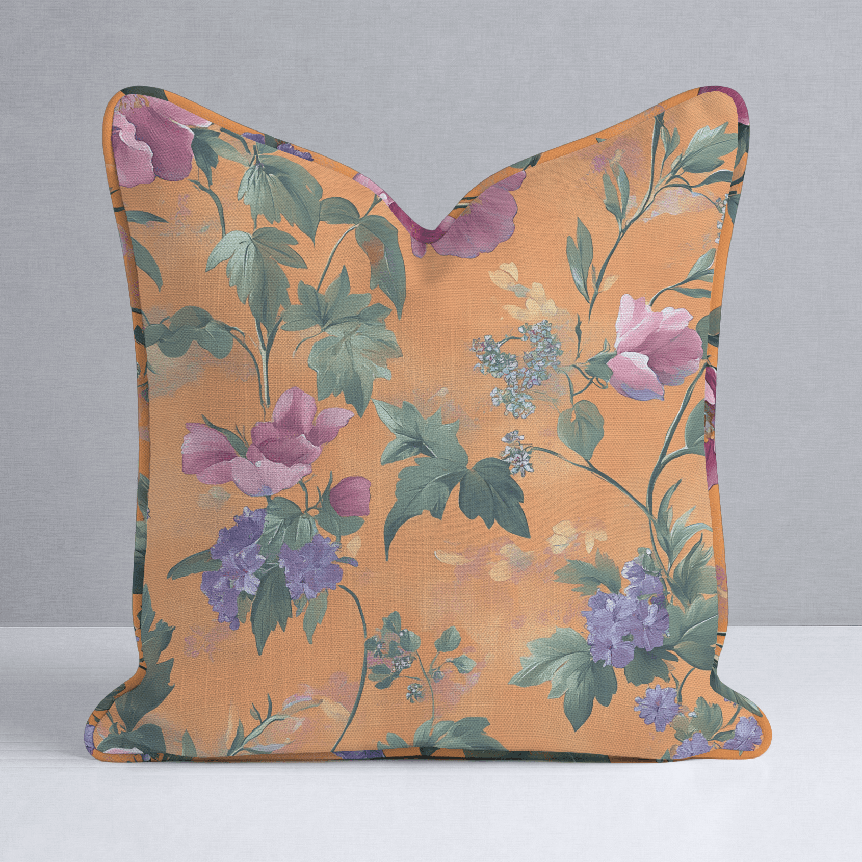Petals & Persimmons Throw Pillow - Lemon Park