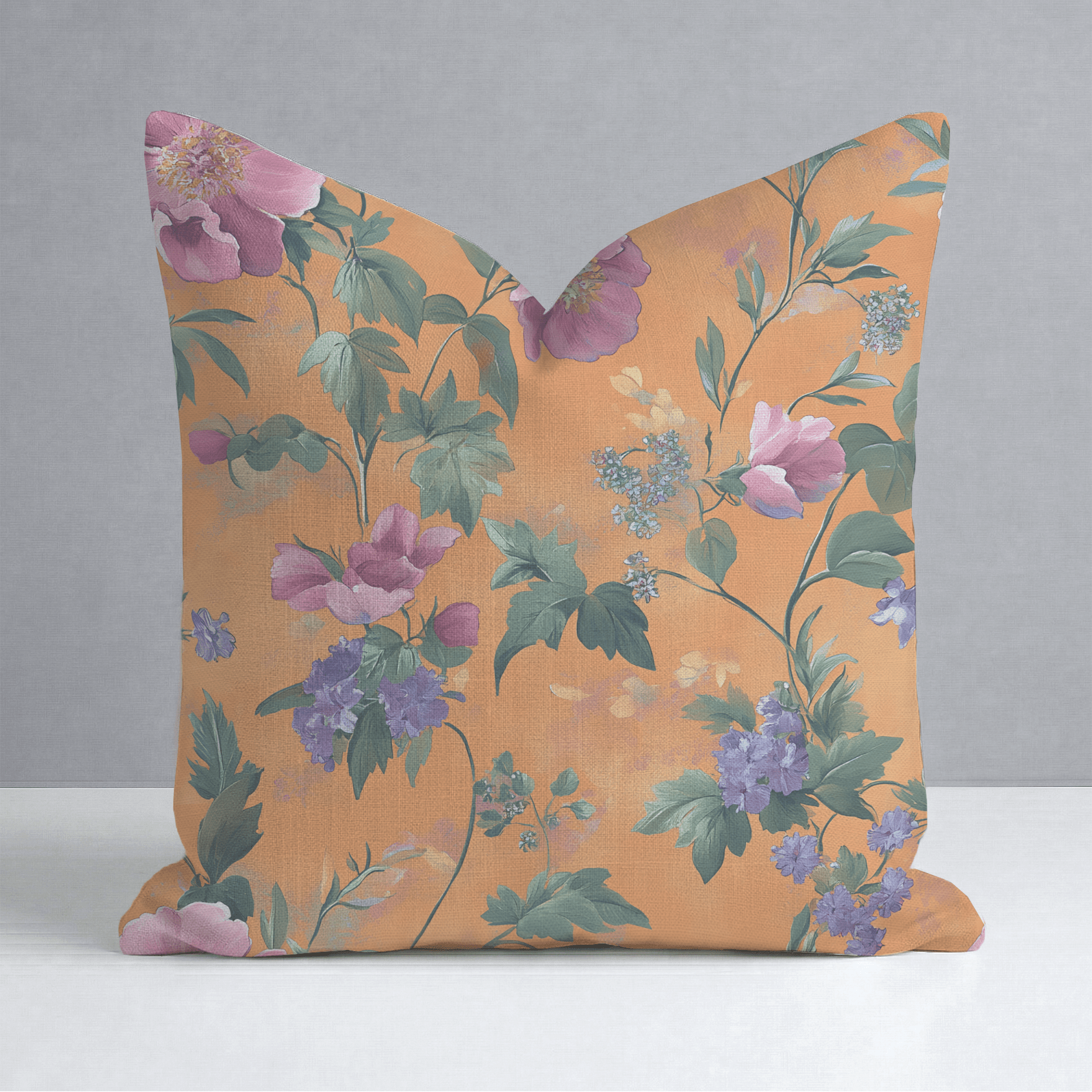 Petals & Persimmons Throw Pillow - Lemon Park