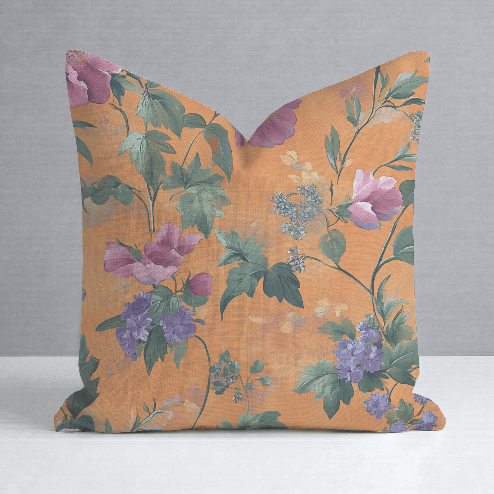 Petals & Persimmons Throw Pillow - Lemon Park