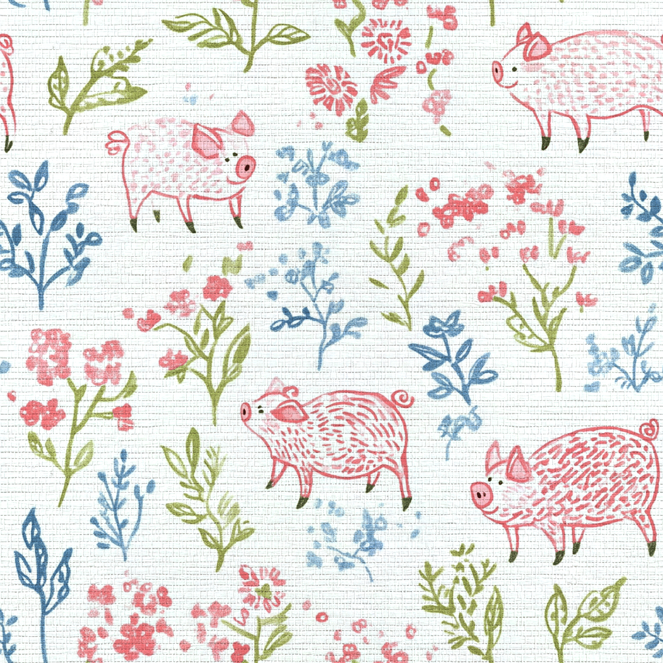 These Piggies Faux Grasscloth Wallpaper