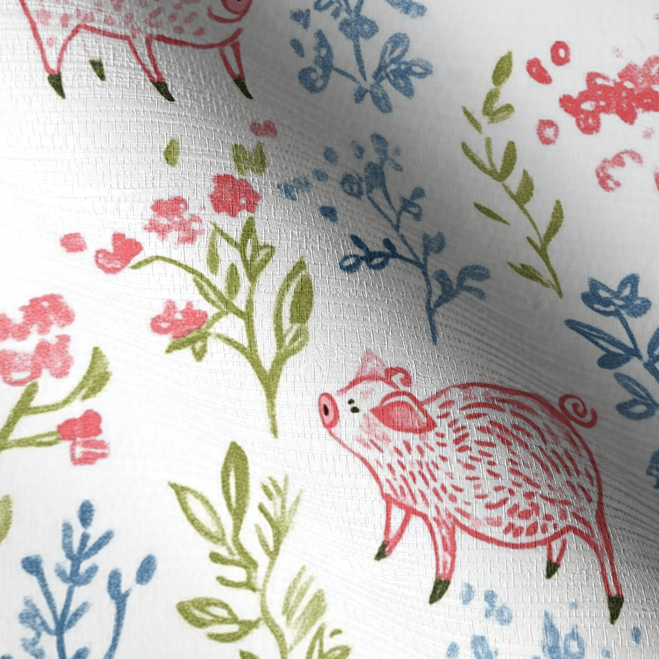 These Piggies Faux Grasscloth Wallpaper