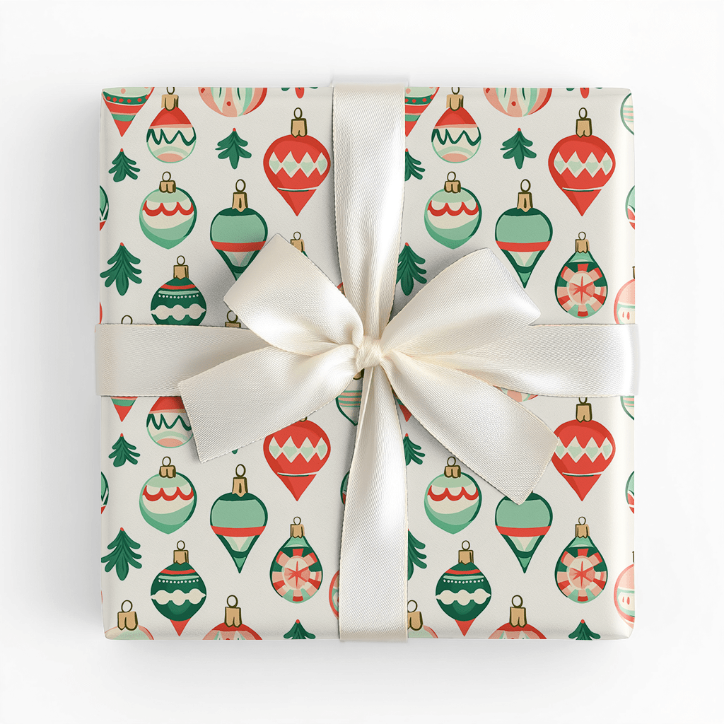 Pink and Green Ornaments - Wrapping Paper - Lemon Park