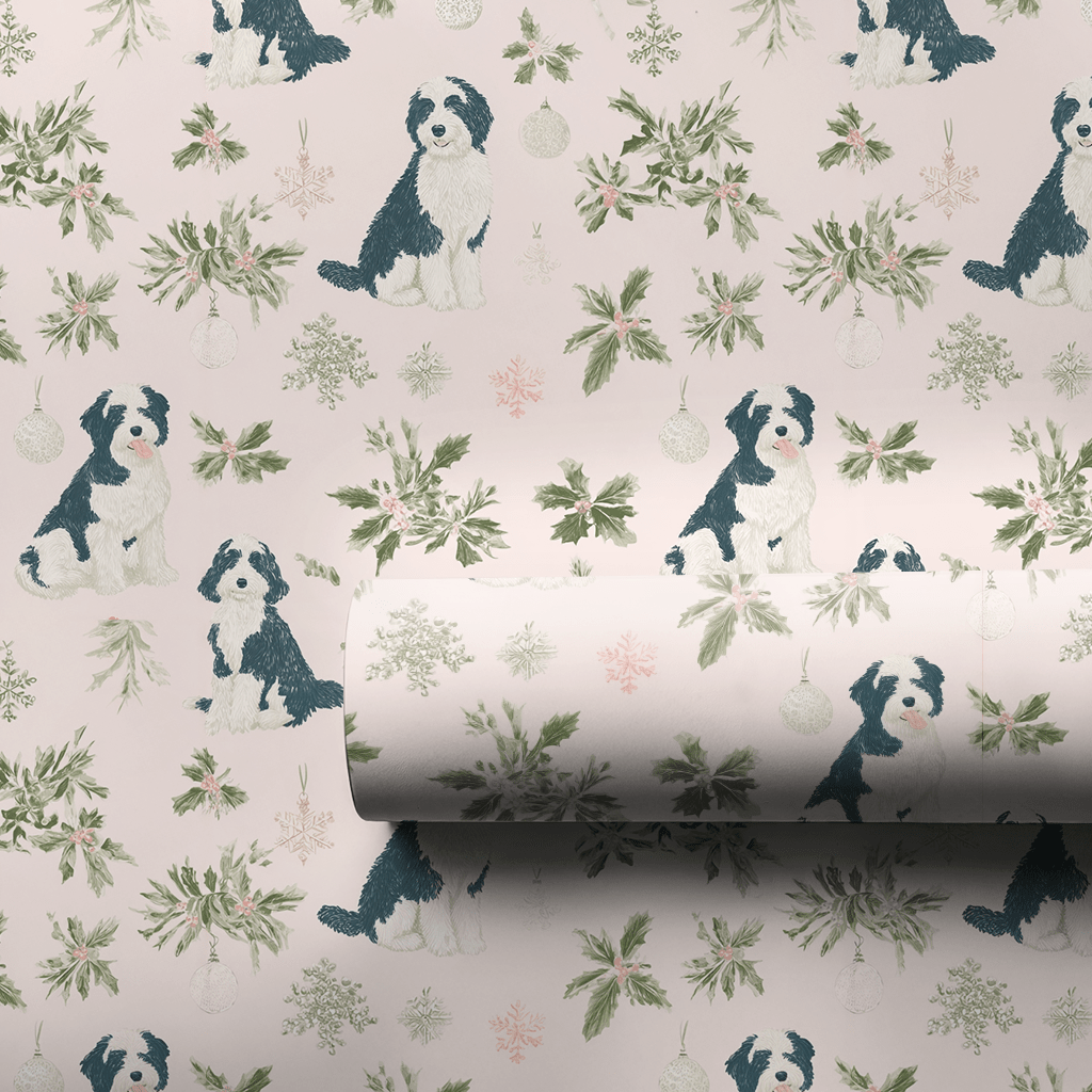 Pink Bernedoodle Christmas - Wrapping Paper - Lemon Park