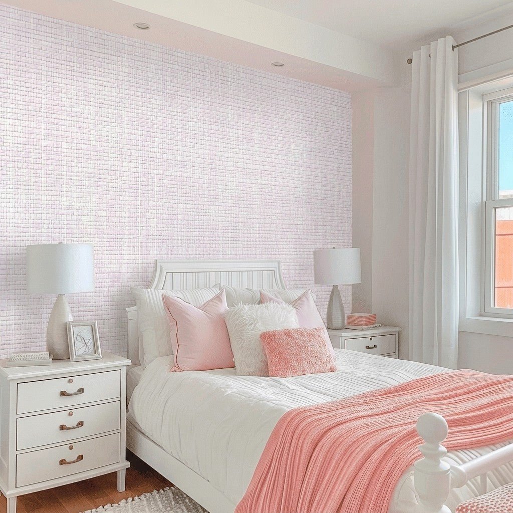Pink Cece Faux Grasscloth Wallpaper - Lemon Park