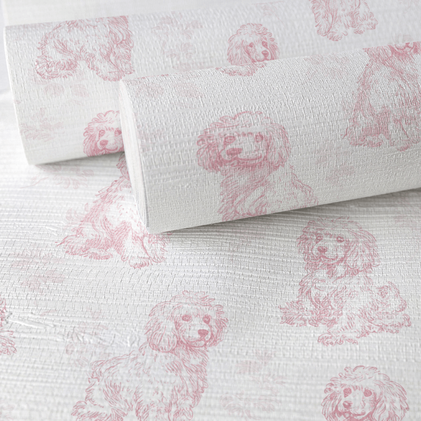 Pink Poodles Faux Grasscloth Wallpaper - Lemon Park
