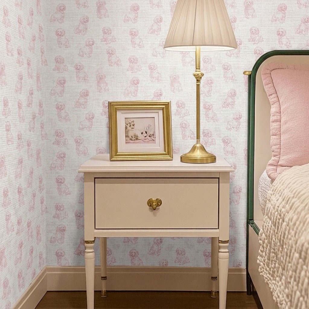 Pink Poodles Faux Grasscloth Wallpaper - Lemon Park