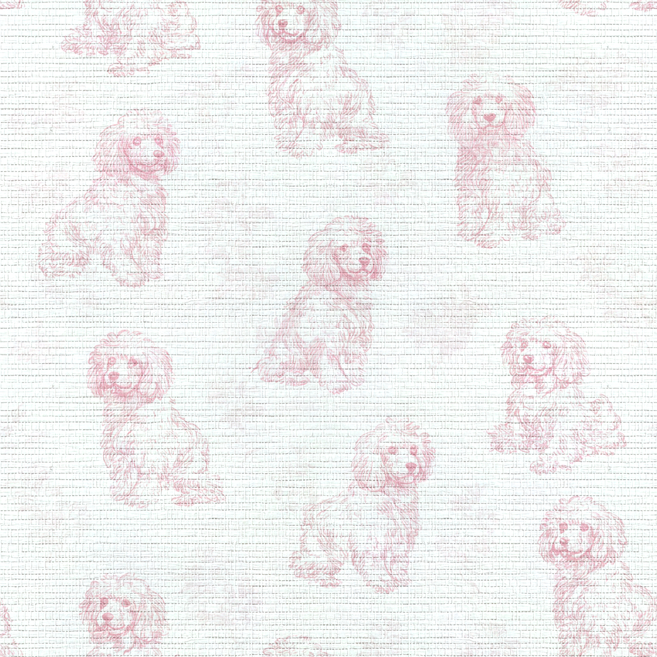 Pink Poodles Faux Grasscloth Wallpaper
