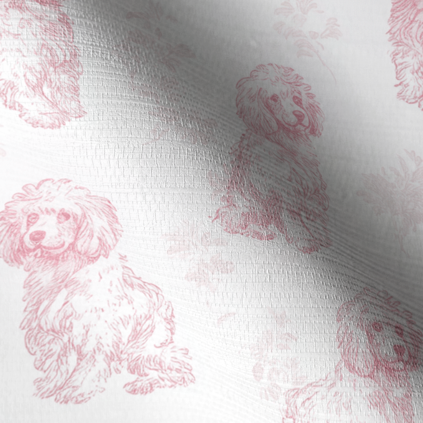 Pink Poodles Faux Grasscloth Wallpaper