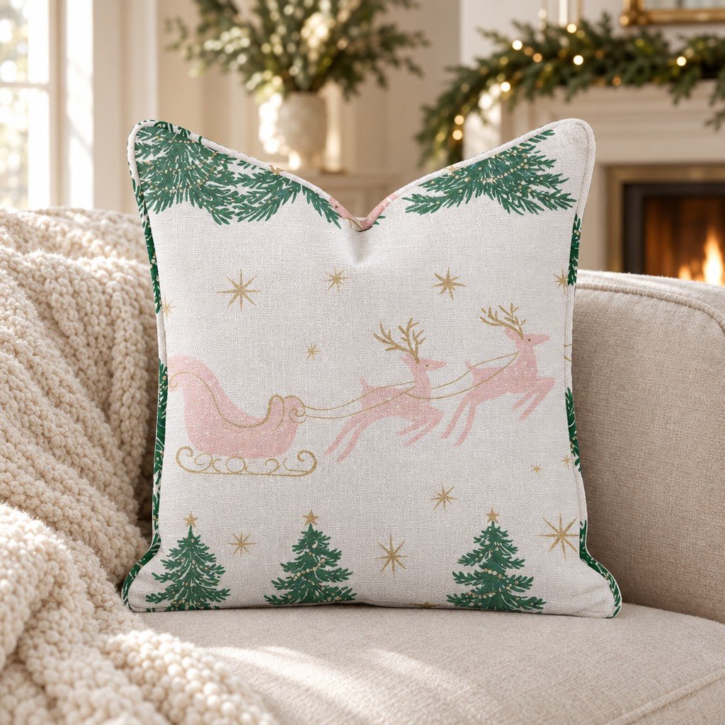 Pink Sleigh Ride Throw Pillow - Lemon Park