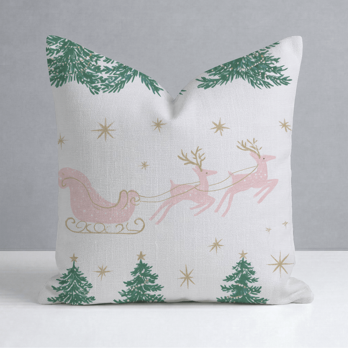Pink Sleigh Ride Throw Pillow - Lemon Park
