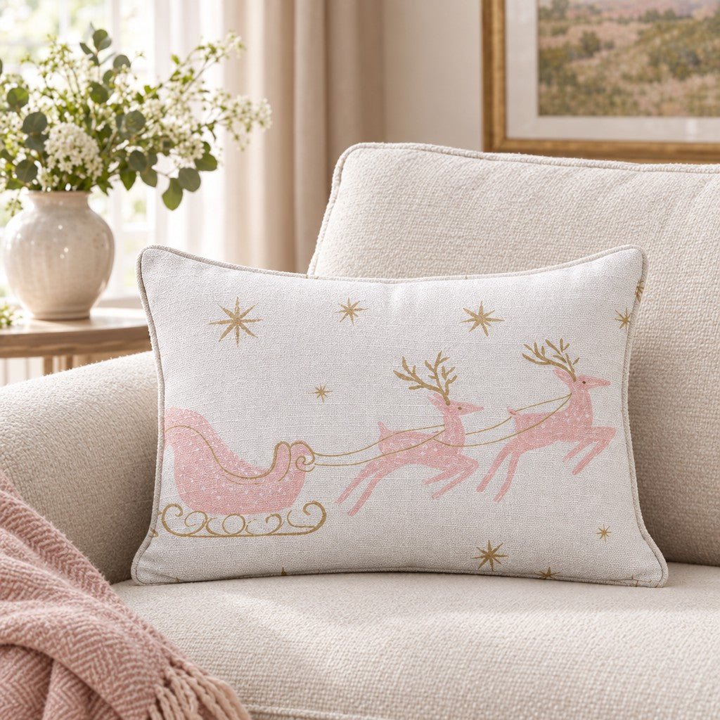 Pink Sleigh Ride Throw Pillow - Lemon Park