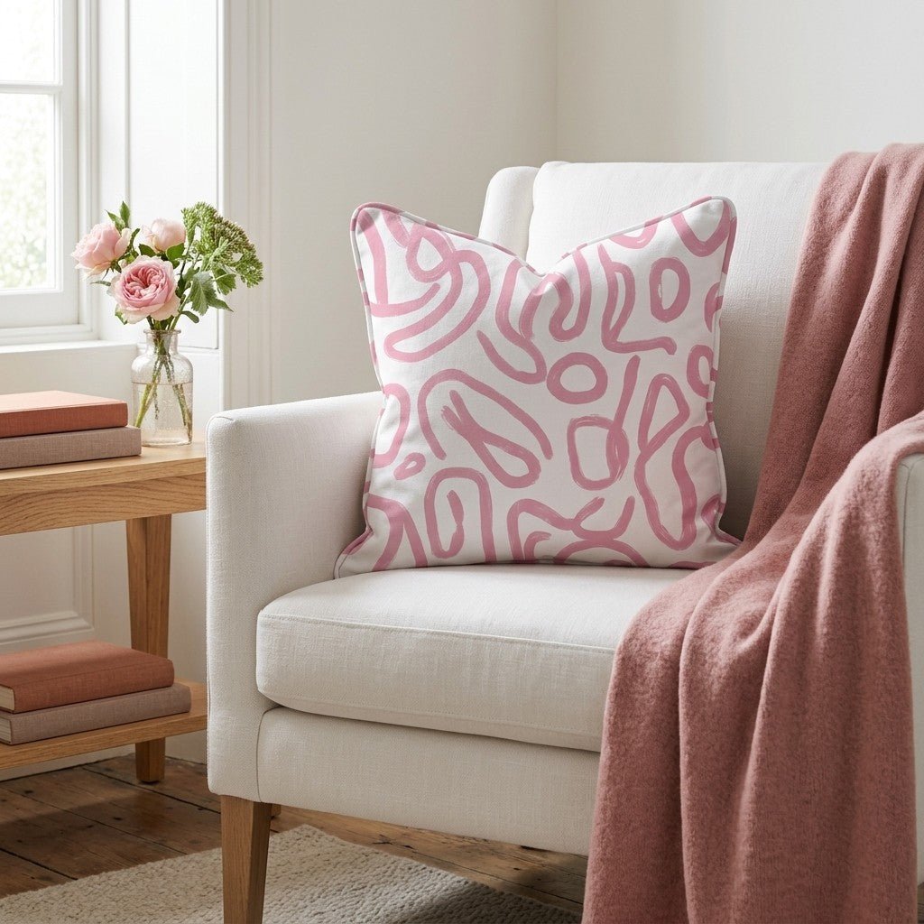 Pink Tangle Throw Pillow - Lemon Park