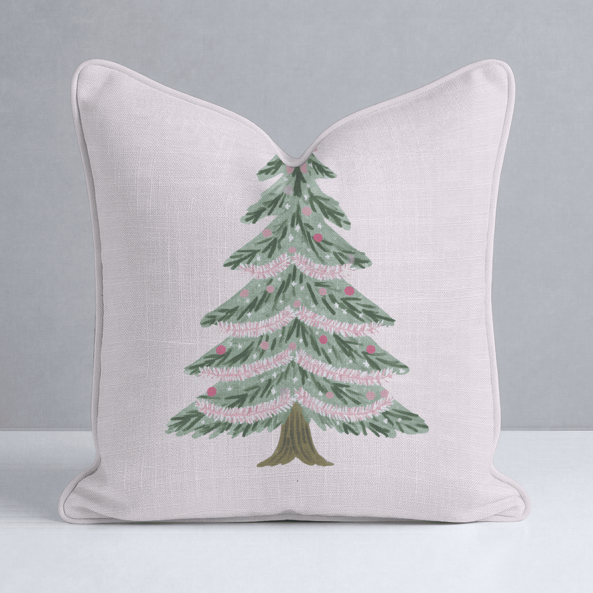 Pink Tinsel Tree Throw Pillow - Lemon Park