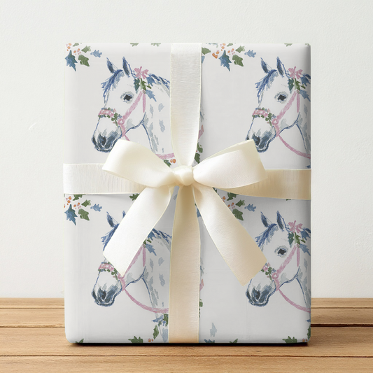 Pink and White Horse - Wrapping Paper
