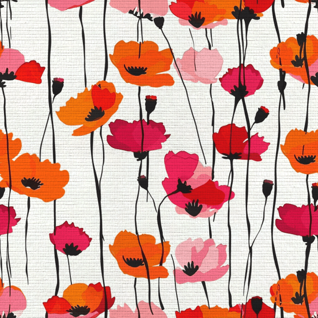 Piper's Poppy Parade Faux Grasscloth Wallpaper - Lemon Park