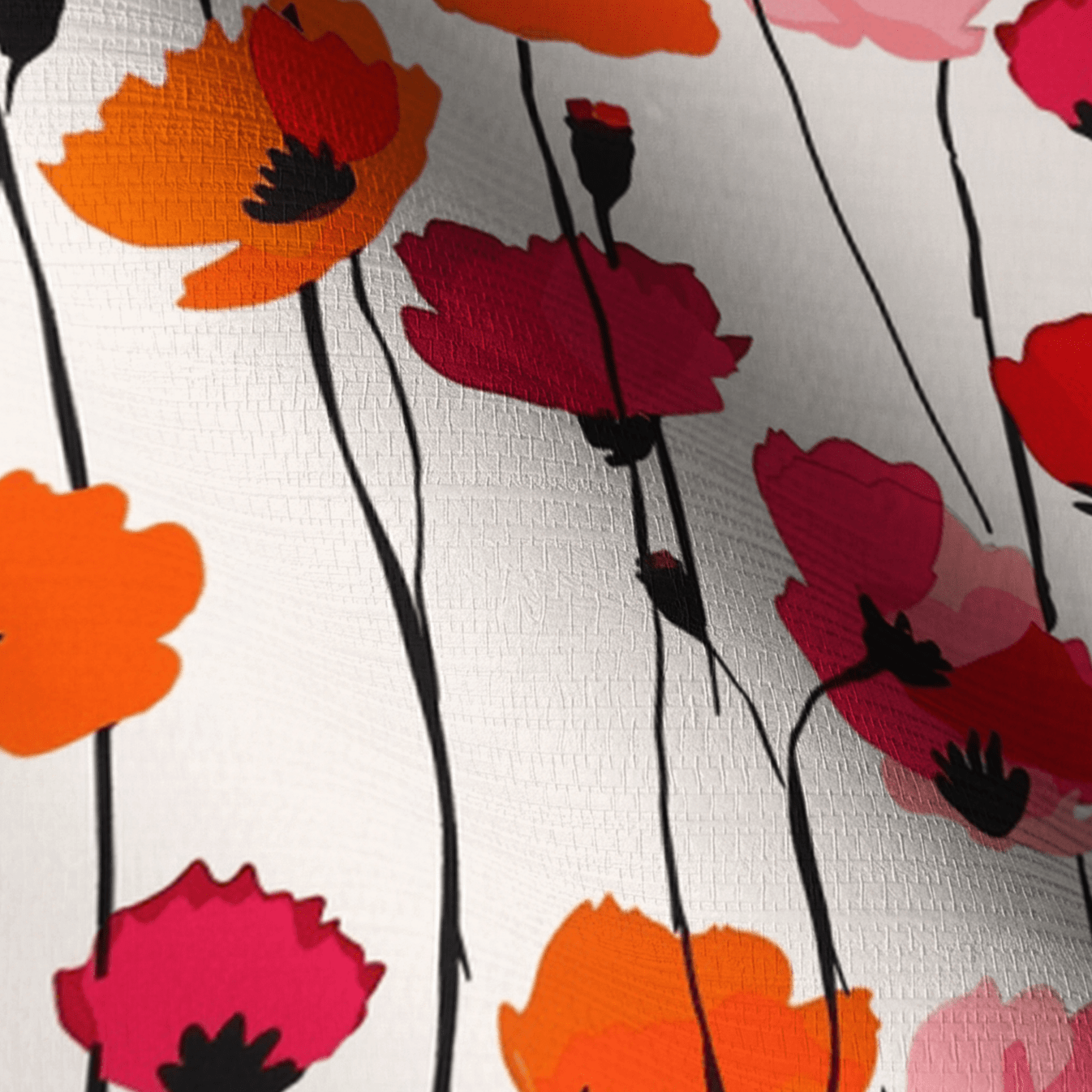 Piper's Poppy Parade Faux Grasscloth Wallpaper - Lemon Park