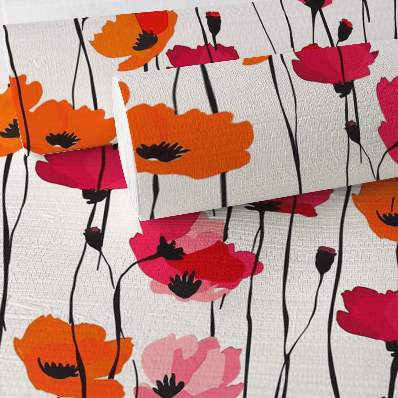 Piper's Poppy Parade Faux Grasscloth Wallpaper - Lemon Park