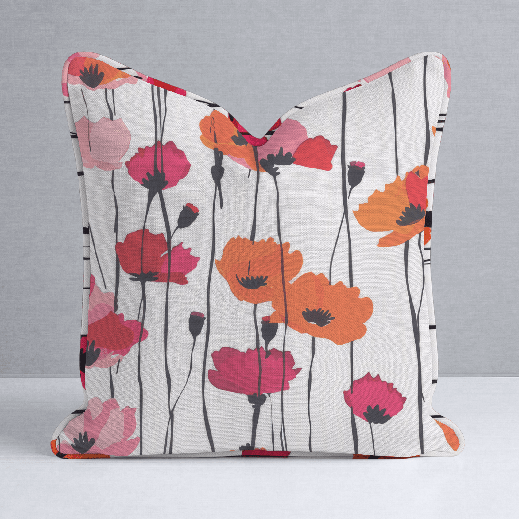Piper's Poppy Parade Throw Pillow - Lemon Park