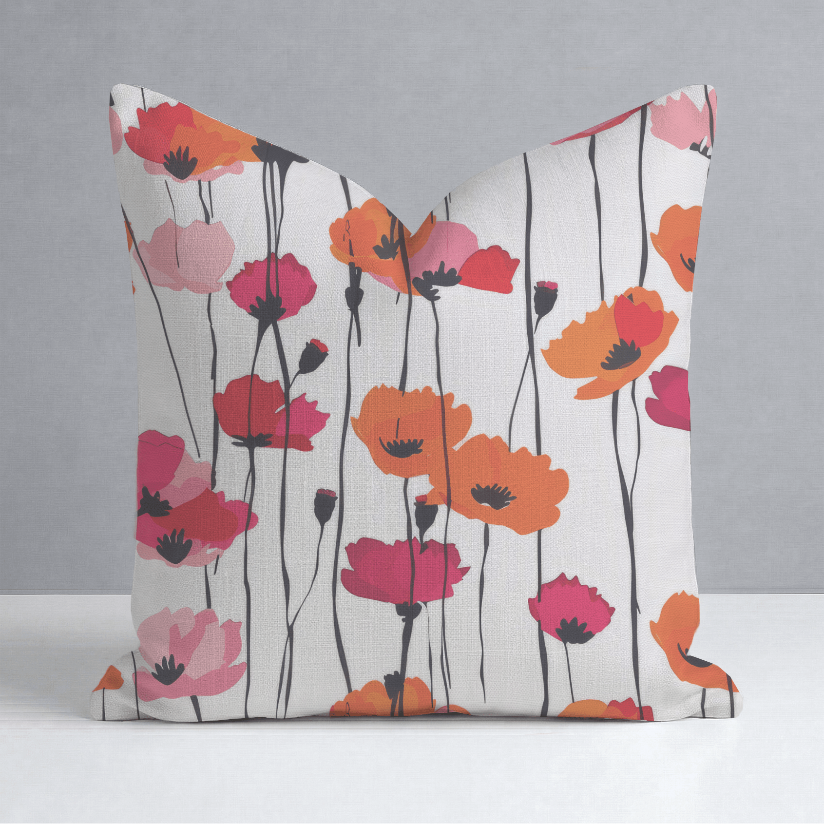 Piper's Poppy Parade Throw Pillow - Lemon Park