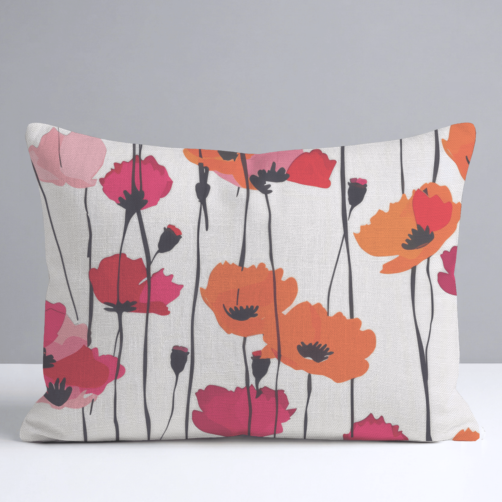 Piper's Poppy Parade Throw Pillow - Lemon Park