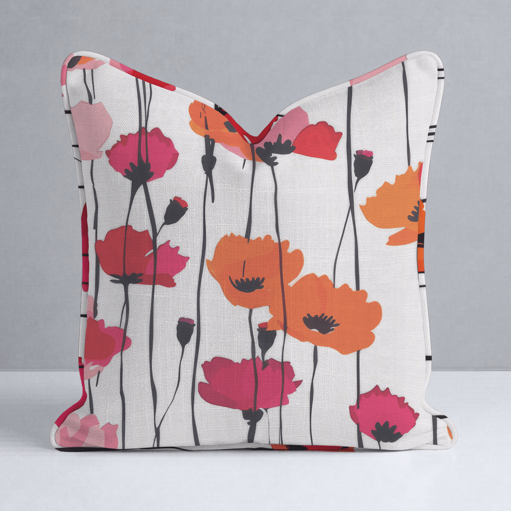 Piper's Poppy Parade Throw Pillow - Lemon Park