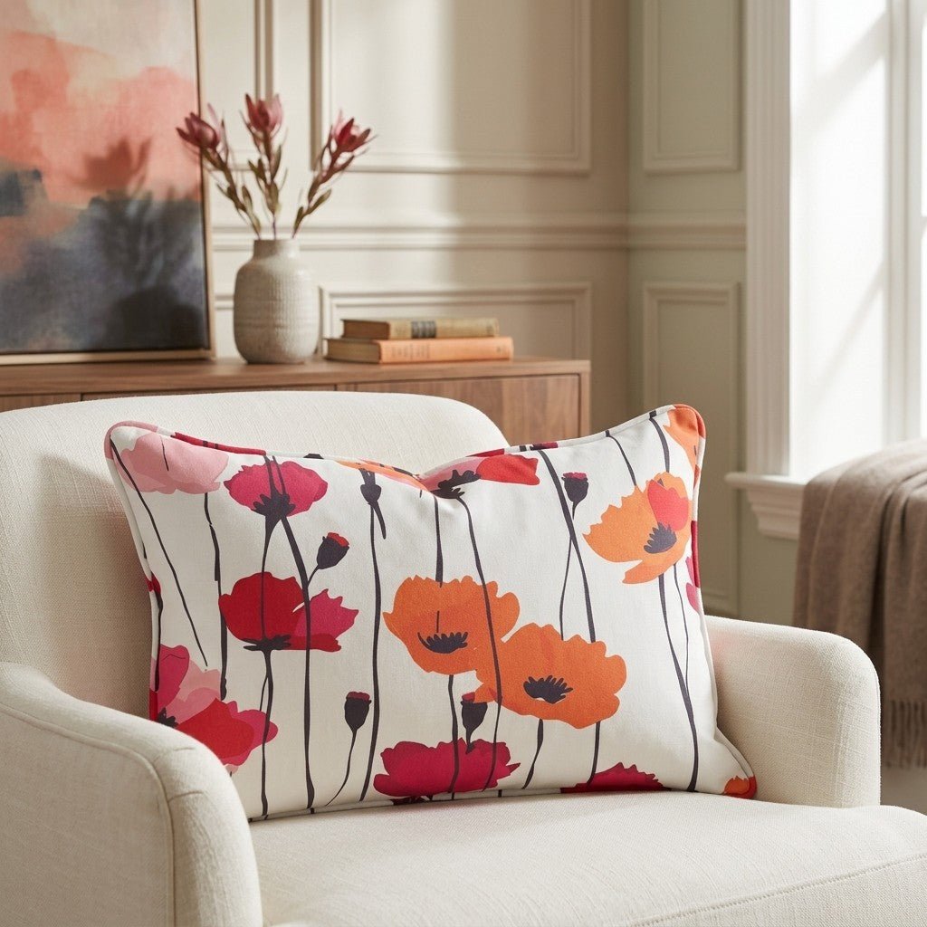 Piper's Poppy Parade Throw Pillow - Lemon Park