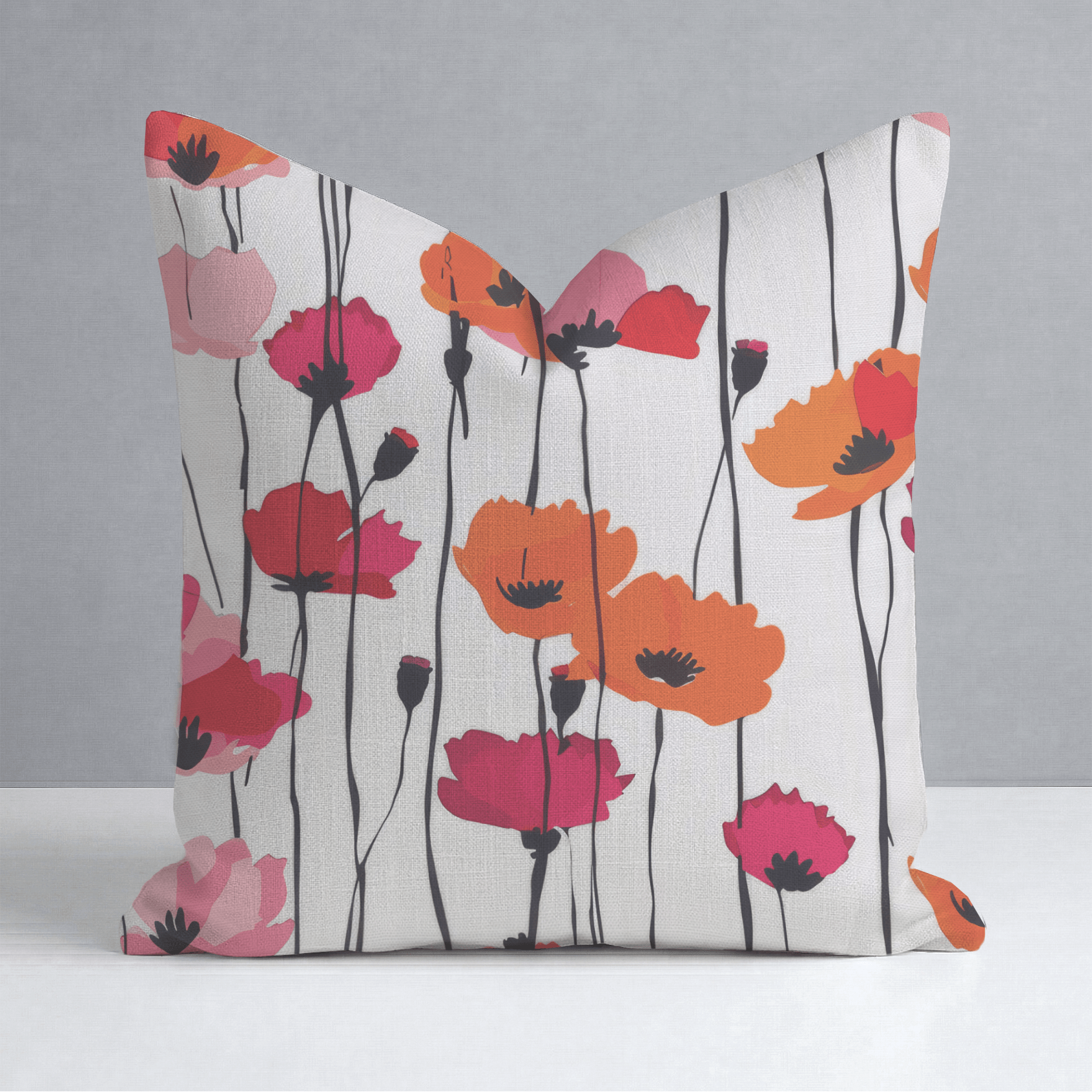 Piper's Poppy Parade Throw Pillow - Lemon Park