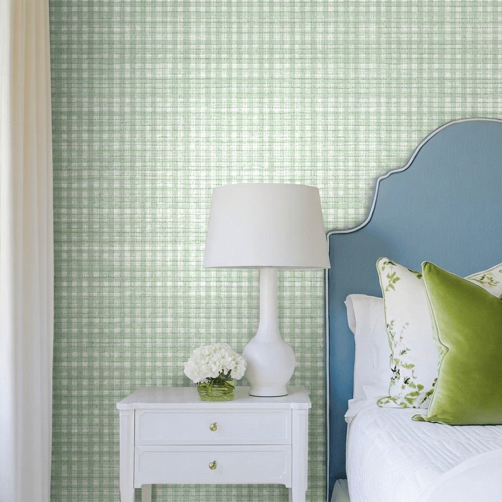 Plaid About It Faux Grasscloth Wallpaper - Lemon Park