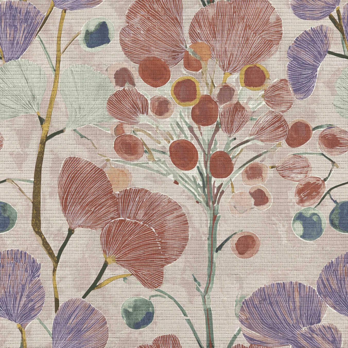 Plum Blossom Faux Grasscloth Wallpaper - Lemon Park
