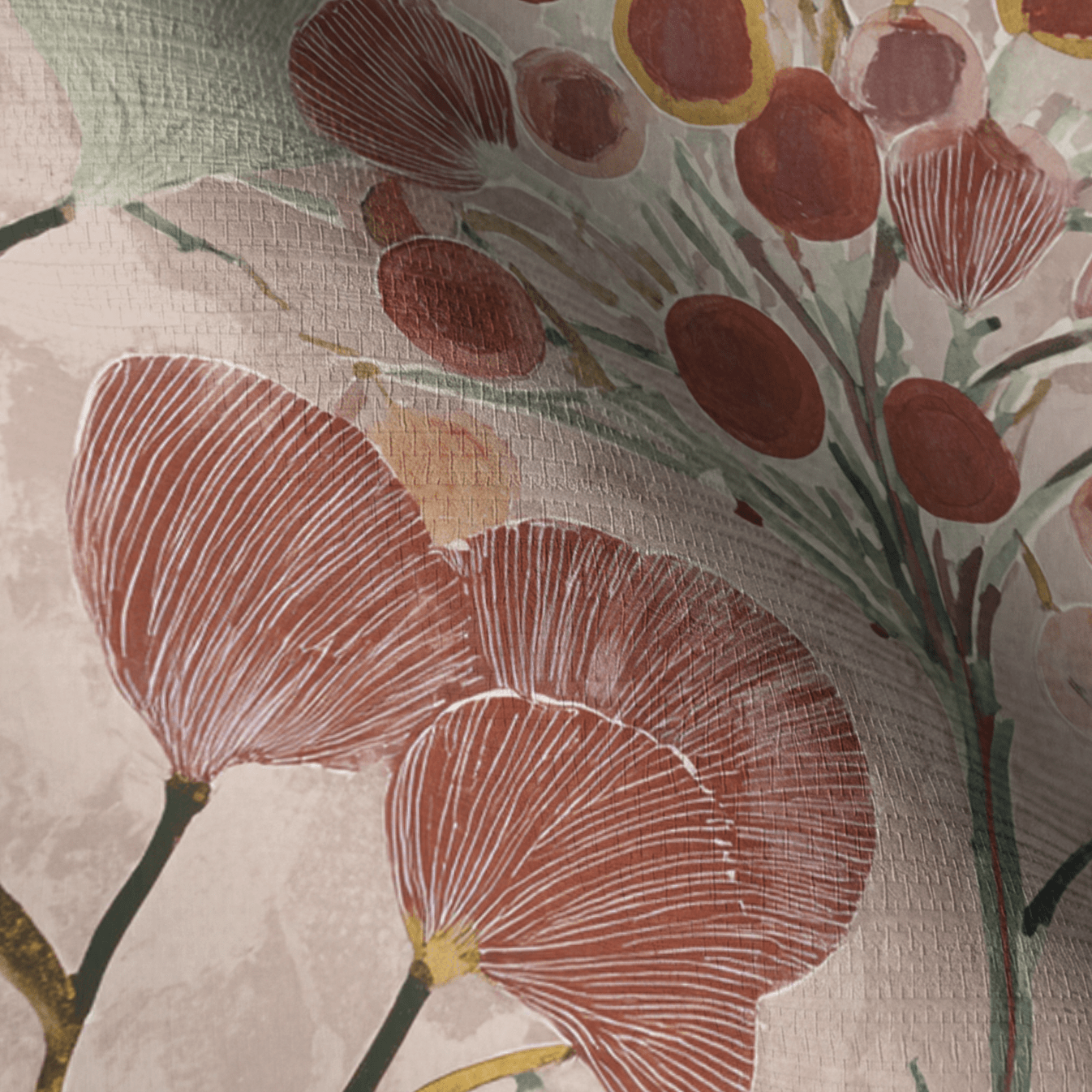 Plum Blossom Faux Grasscloth Wallpaper - Lemon Park
