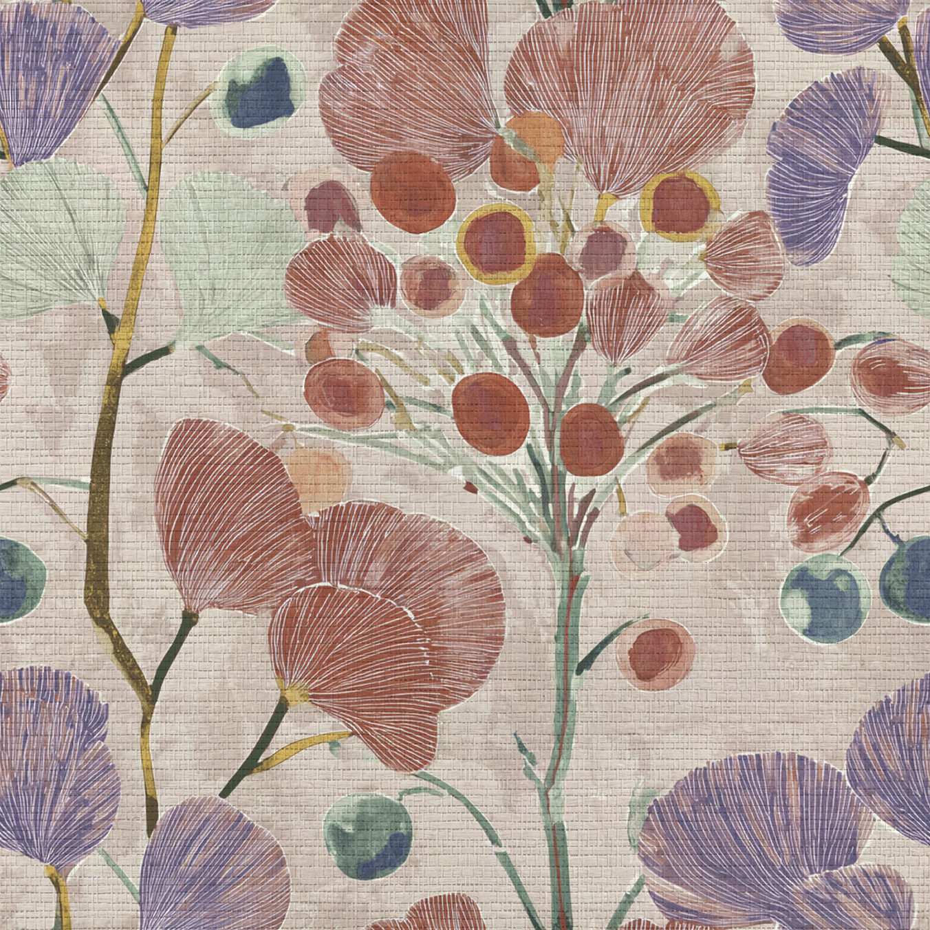 Plum Blossom Faux Grasscloth Wallpaper