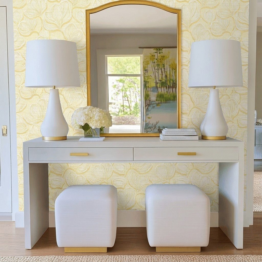 Polaroid Glow Faux Grasscloth Wallpaper - Lemon Park