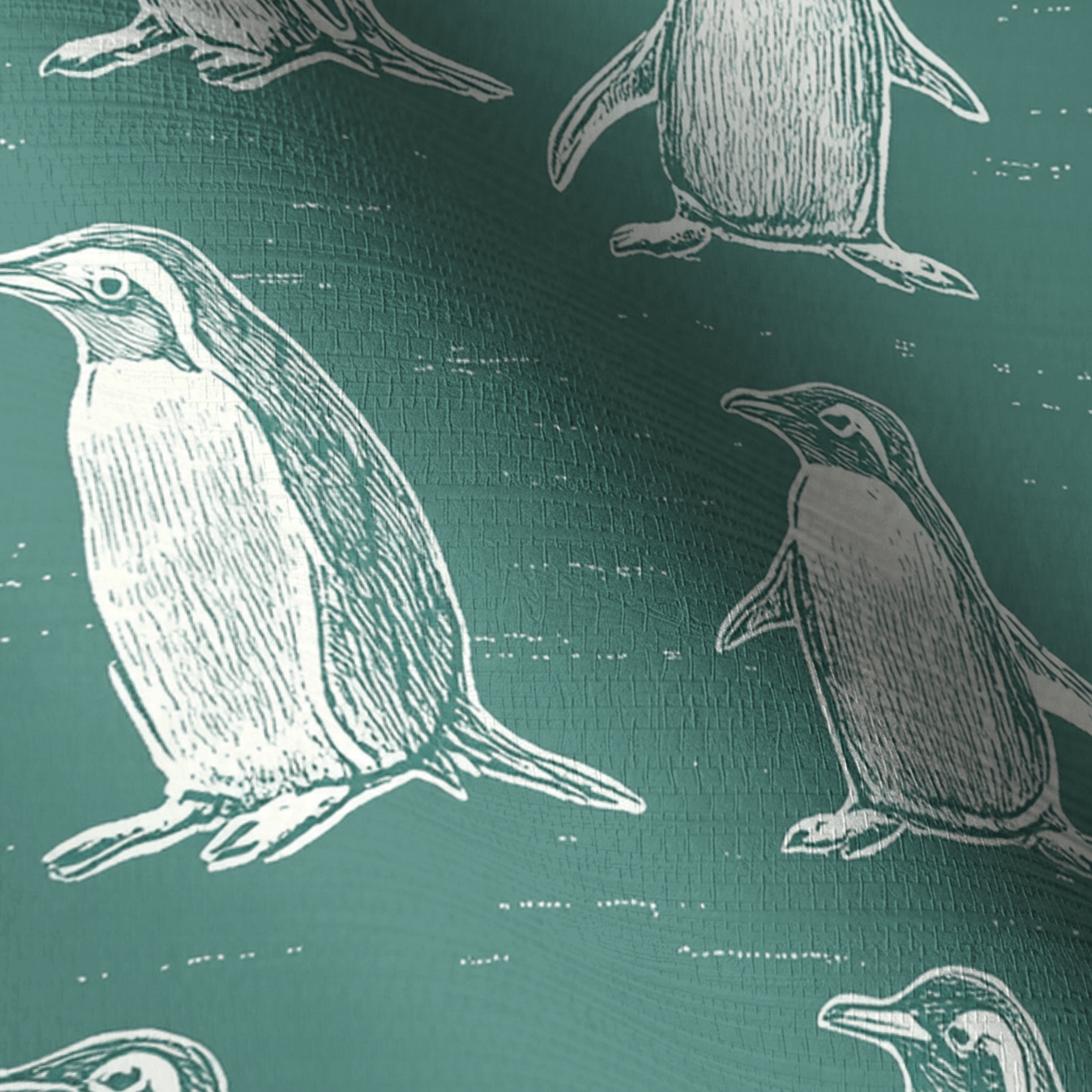Polly Penguins Faux Grasscloth Wallpaper - Lemon Park
