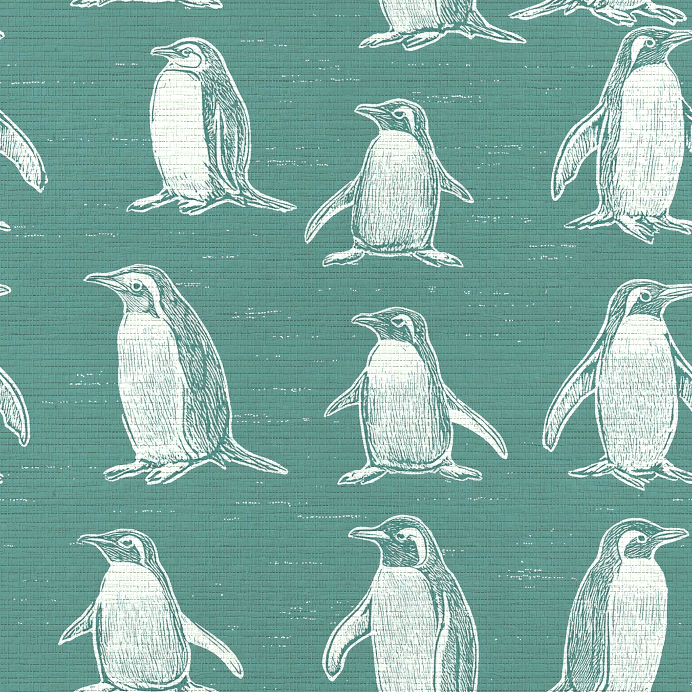 Polly Penguins Faux Grasscloth Wallpaper - Lemon Park