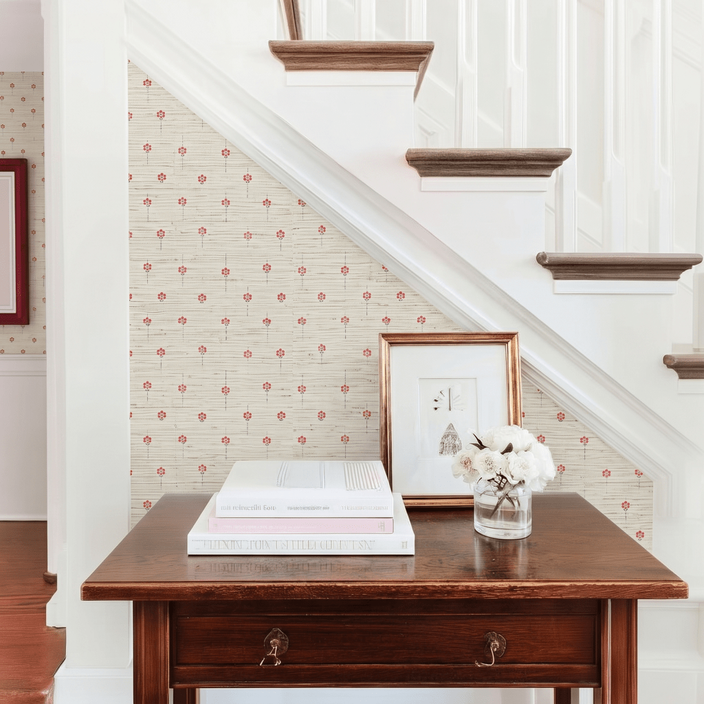 Poppy Dots Faux Grasscloth Wallpaper - Lemon Park