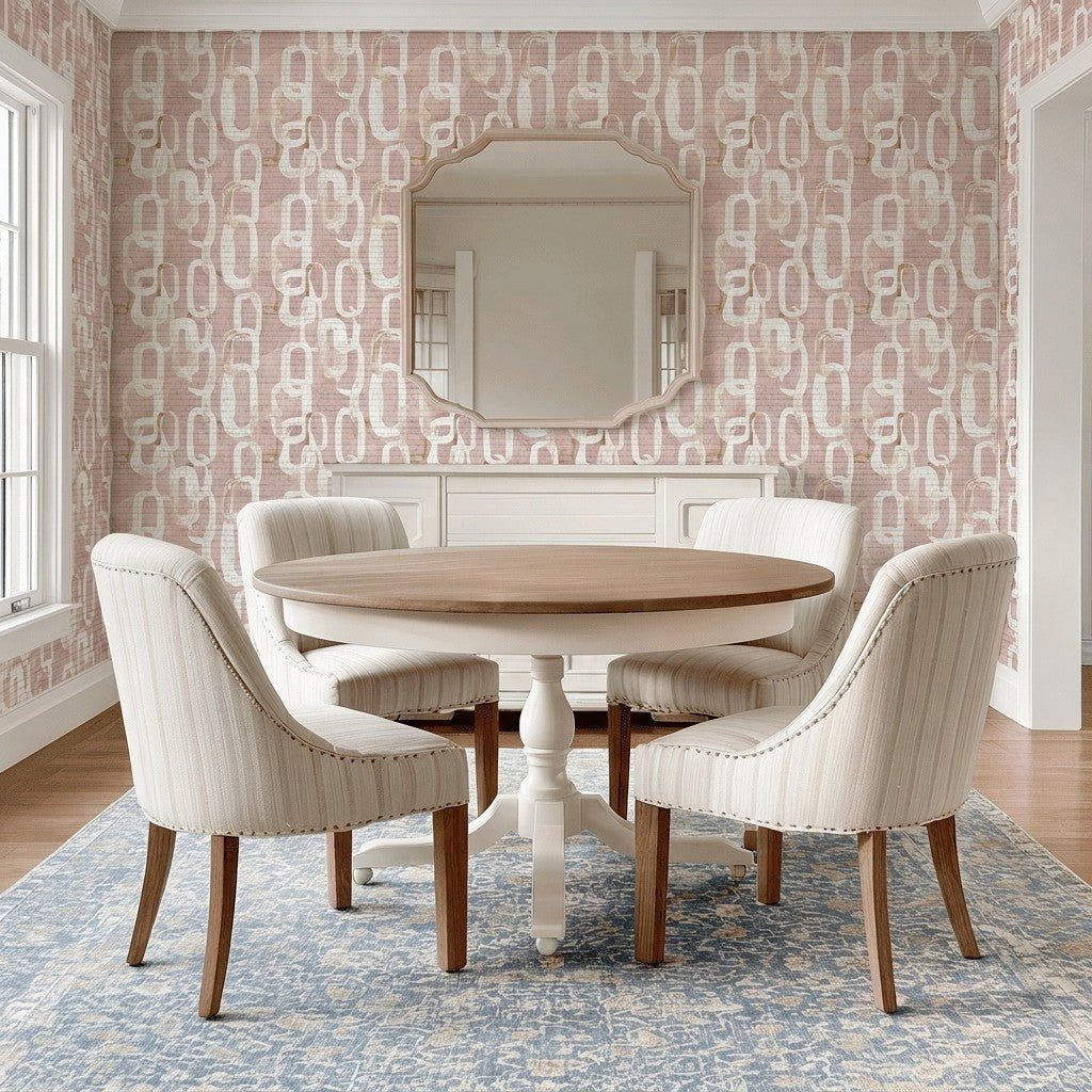 Porcelain Chain Faux Grasscloth Wallpaper - Lemon Park