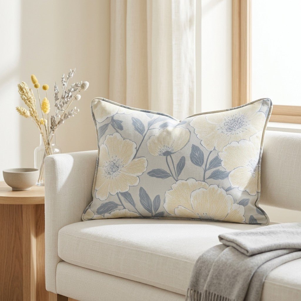 Porchlight Flowers Throw Pillow - Lemon Park
